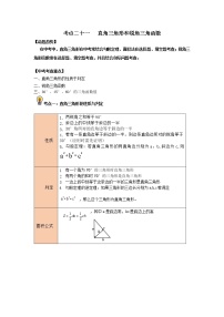 初中数学中考复习 考点21 直角三角形和锐角三角函数（解析版）