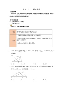 初中数学中考复习 考点22 全等三角形（原卷版）