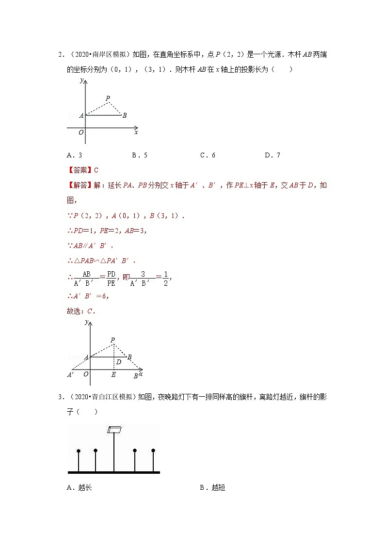初中数学中考复习 考点33   视图与投影(解析版) 试卷02
