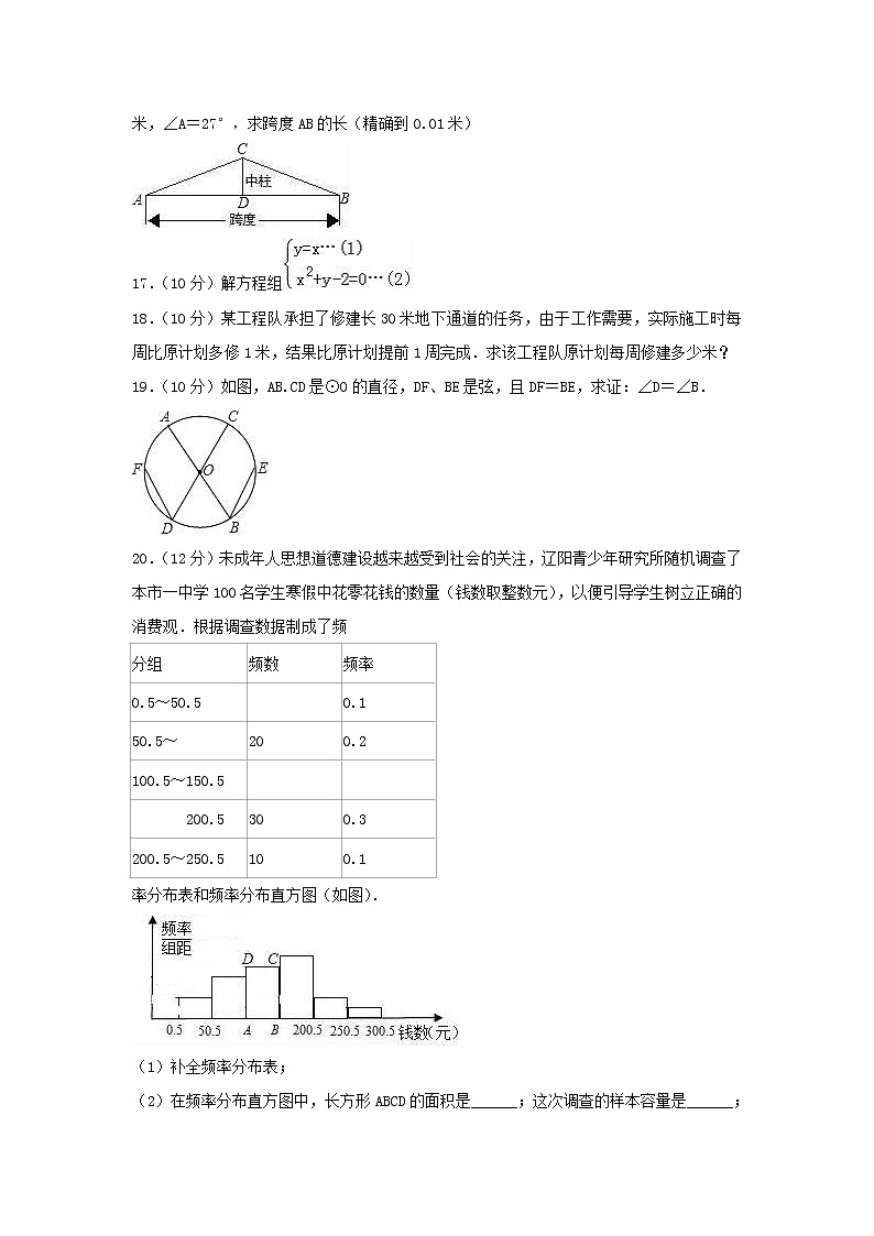 初中数学中考复习 辽宁省葫芦岛市龙港区2019年中考数学模拟试卷（含解析）03