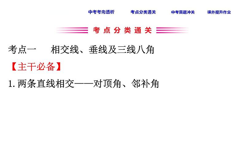 初中数学中考复习 课时23 相交线与平行线课件PPT03