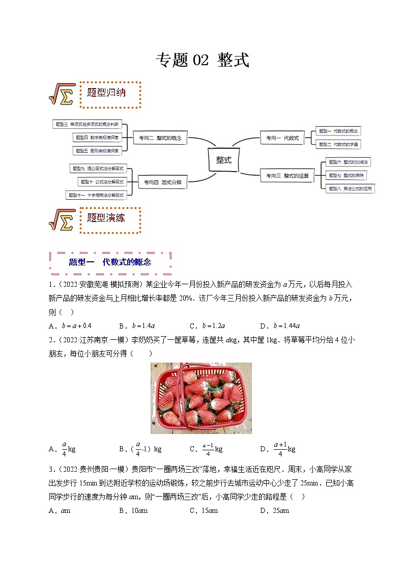 专题02 整式（题型归纳）（原卷版）第1页