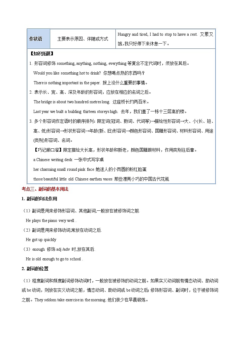 备战2023英语新中考二轮复习考点精讲精练（北京专用）突破 06 形容词和副词（原卷版）第2页