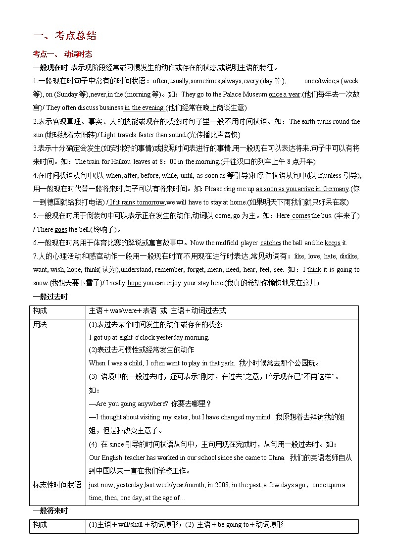 备战2023英语新中考二轮复习考点精讲精练（北京专用）突破 10 动词时态和语态（原卷版）第1页