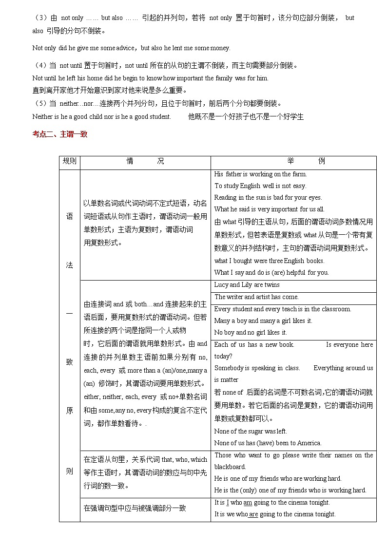 备战2023英语新中考二轮复习考点精讲精练（北京专用）突破 11 倒装句和主谓一致02