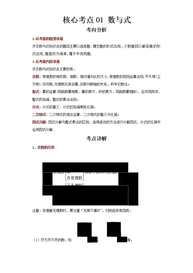 2023 数学新中考二轮复习热点透析 核心考点01数与式 试卷01