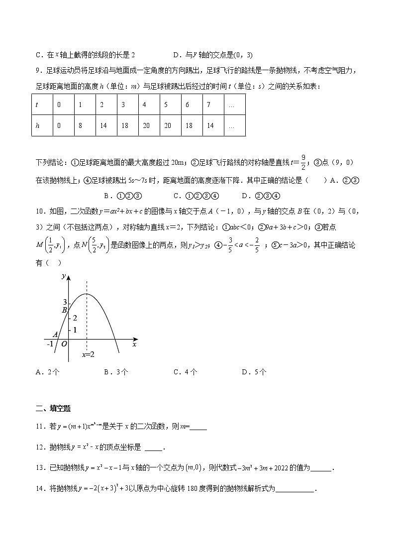 专题01 二次函数（重点）-2022-2023学年九年级数学下册期中期末挑战满分冲刺卷（苏科版，江苏专用）02