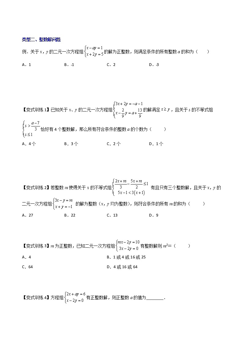 七年级数学下册压轴题攻略（人教版）专题05 二元一次方程组的四种特殊解问题（原卷版）02