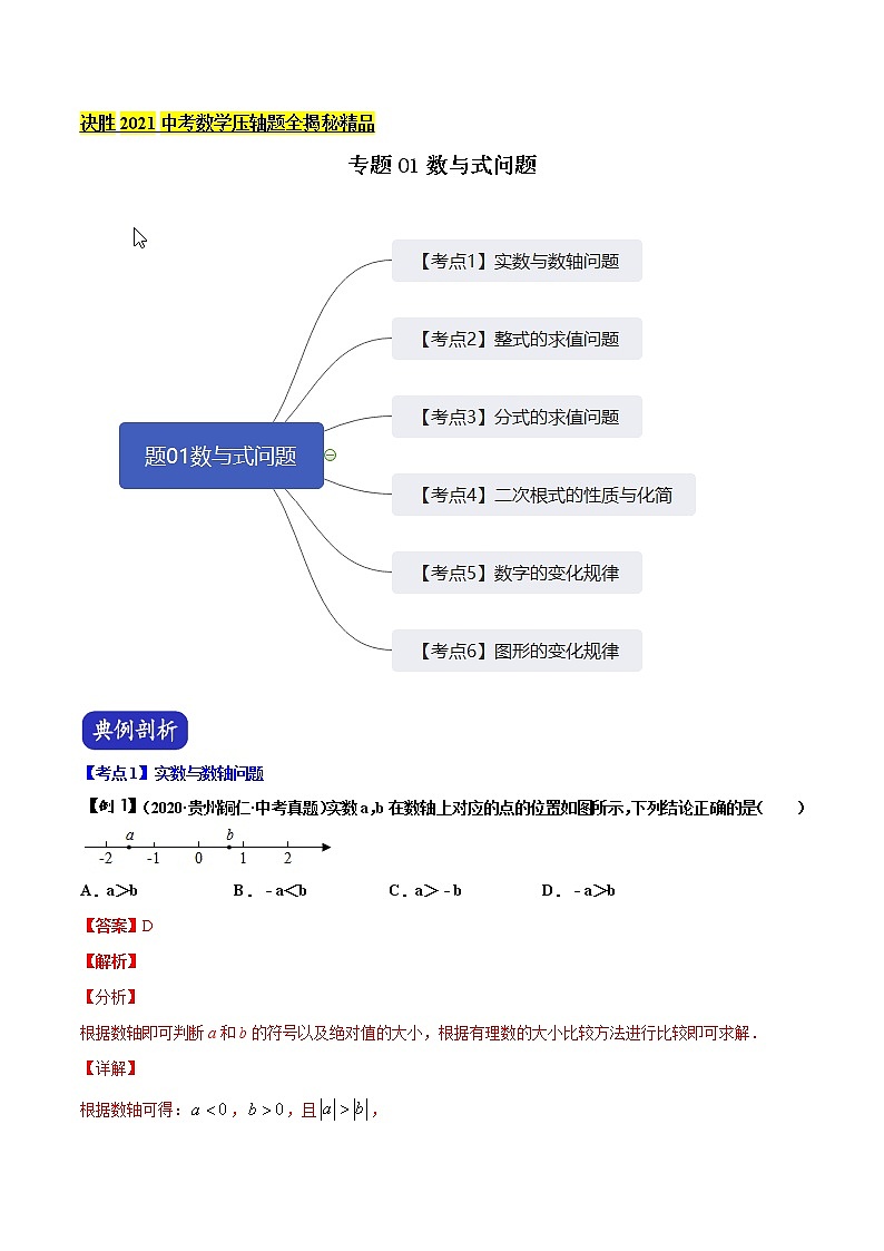初中数学中考复习 专题01 数与式问题（解析版）第1页