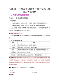 初中数学中考复习 专题03 一次方程（组）和一次不等式（组）（讲+练）-2022年中考数学二轮复习核心专题复习攻略（解析版）