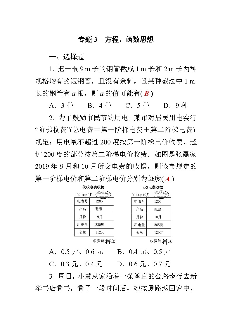 初中数学中考复习 专题3　方程、函数思想01