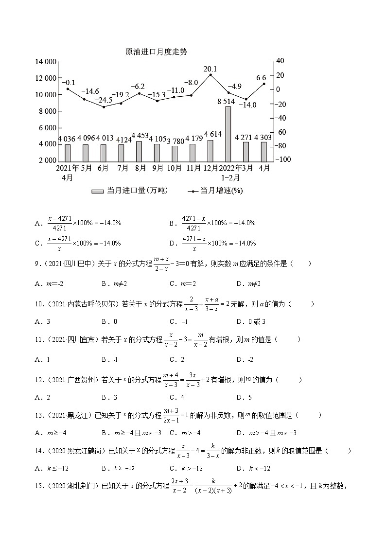 初中数学中考复习 专题06 分式方程-三年（2020-2022）中考数学真题分项汇编（全国通用）（原卷版）02