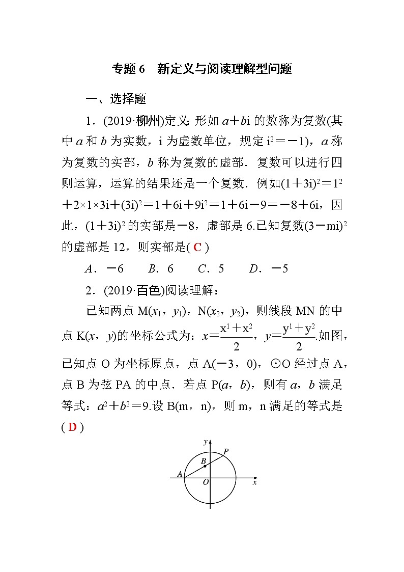 初中数学中考复习 专题6　新定义与阅读理解型问题01