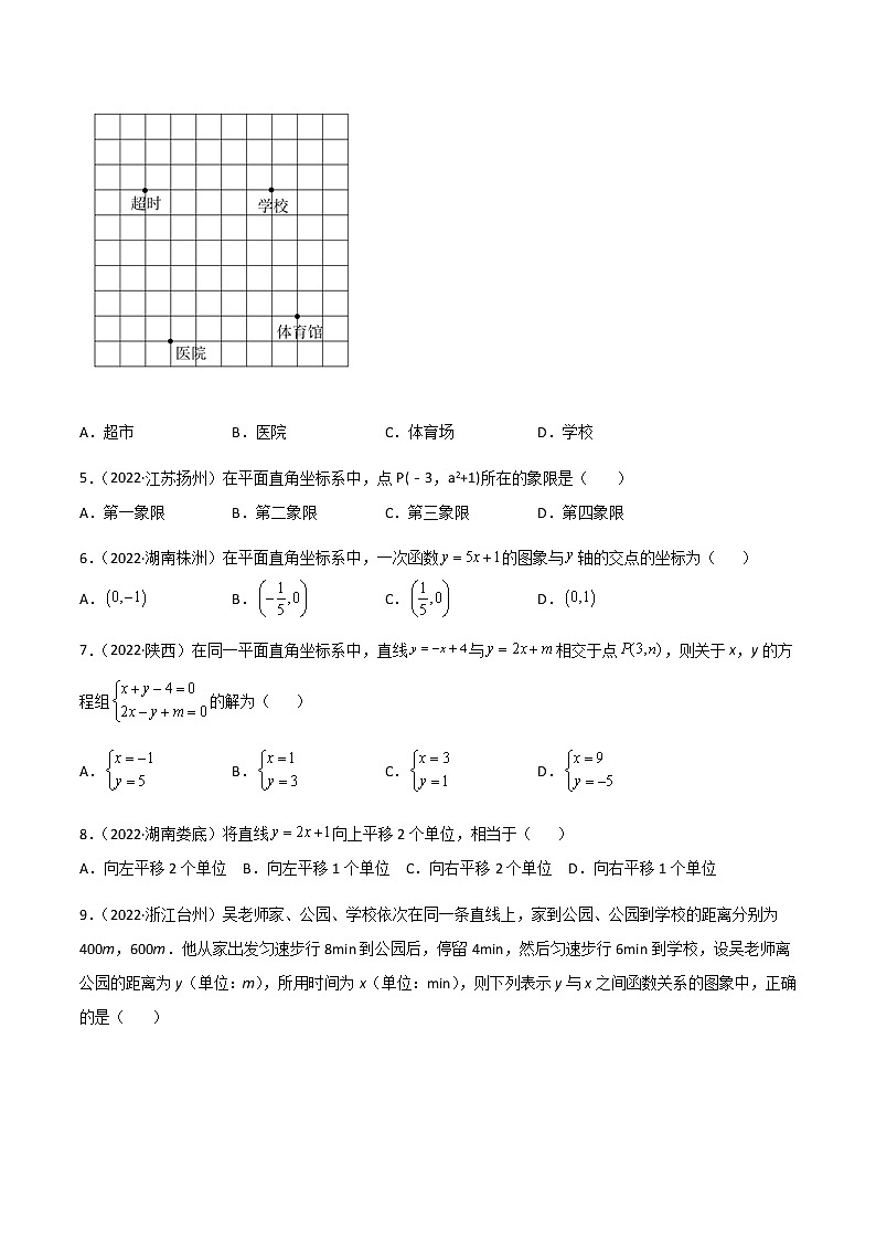 初中数学中考复习 专题08 平面直角坐标系与一次函数-2022年中考数学真题分项汇编（全国通用）（第1期）（原卷版）第2页