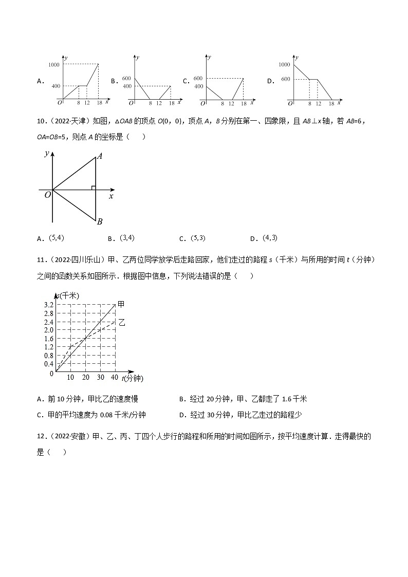 初中数学中考复习 专题08 平面直角坐标系与一次函数-2022年中考数学真题分项汇编（全国通用）（第1期）（原卷版）第3页