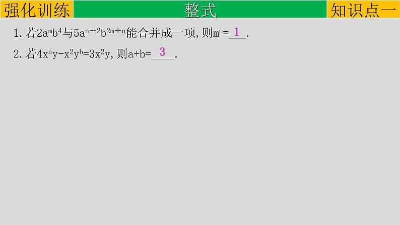 初中数学中考复习 专题1 2 整式-2022年中考数学第一轮总复习课件（全国通用）第4页