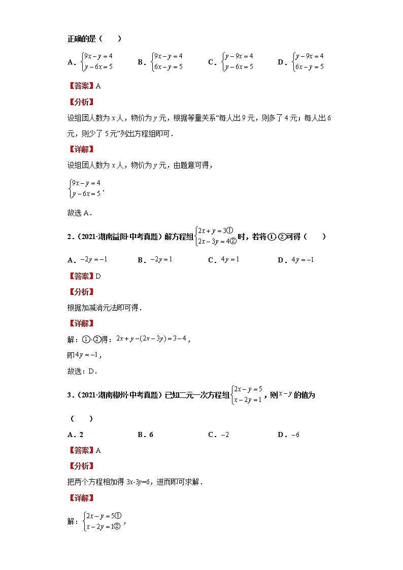  2022-2023 数学华师大版新中考精讲精练 考点06二元一次方程（解析版）第2页