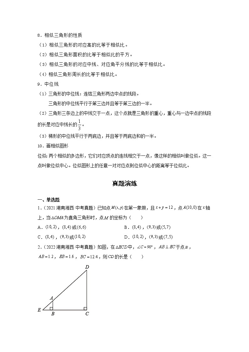  2022-2023 数学华师大版新中考精讲精练 考点21图形的相似（原卷版）第2页