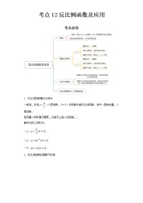 2022-2023 数学京改版新中考精讲精练 考点12反比例函数及应用