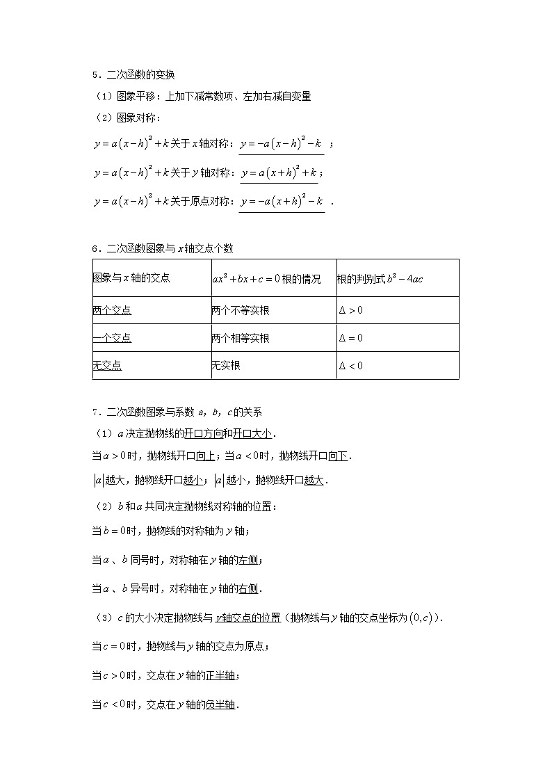   2022-2023 数学京改版新中考精讲精练 考点13二次函数的图象与性质（原卷版）第3页