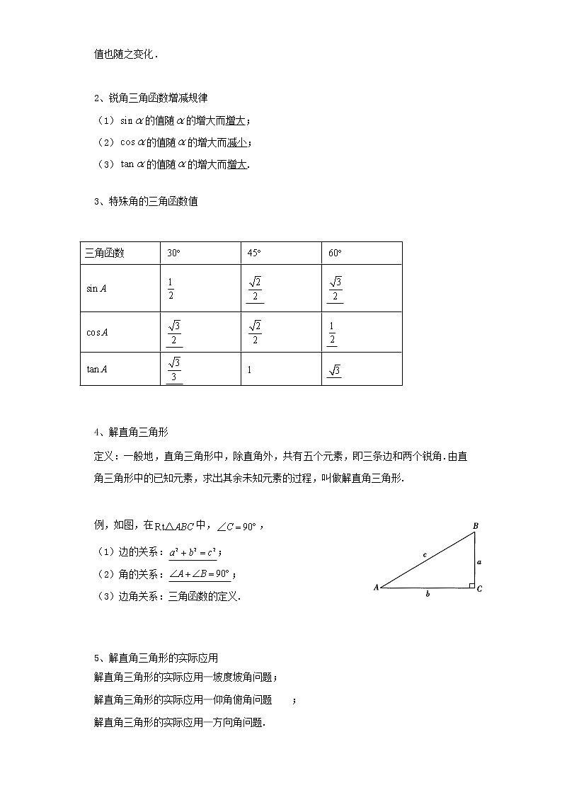   2022-2023 数学京改版新中考精讲精练 考点27锐角三角函数（原卷版）第2页