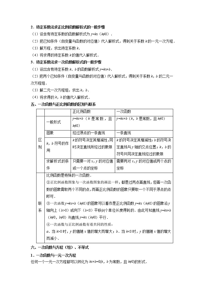  2022-2023 数学鲁教版新中考精讲精练 考点09 一次函数（原卷版）第3页