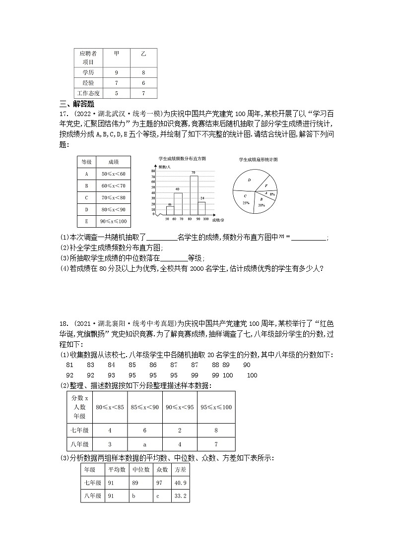 2023年中考数学高频考点一轮复习：数据的分析 试卷第3页