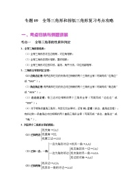 初中数学中考复习 专题09 全等三角形和相似三角形（讲+练）-2022年中考数学二轮复习核心专题复习攻略（解析版）