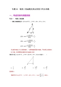 初中数学中考复习 专题10 锐角三角函数及其运用（讲+练）-2022年中考数学二轮复习核心专题复习攻略（解析版）