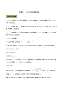 初中数学中考复习 专题11 一元二次方程及其应用（解析版）