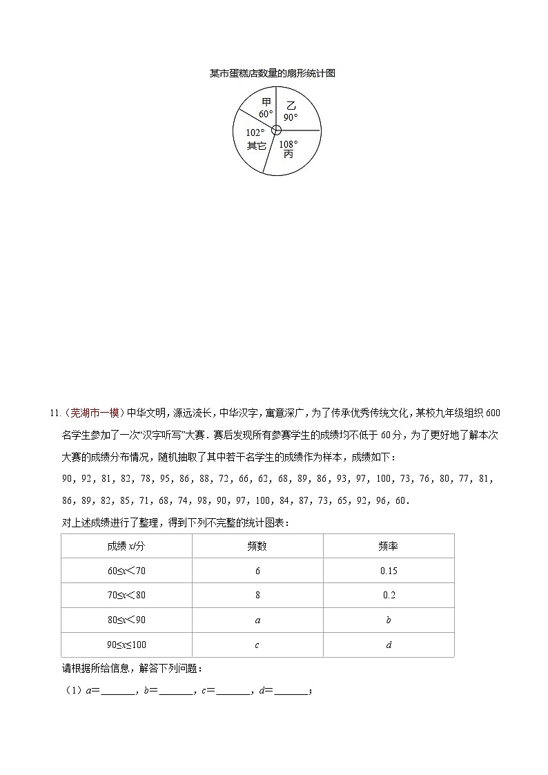 初中数学中考复习 专题12 统计与概率（原卷版）第3页