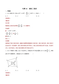 初中数学中考复习 专题16 相似三角形-三年（2020-2022）中考数学真题分项汇编（全国通用）（解析版）