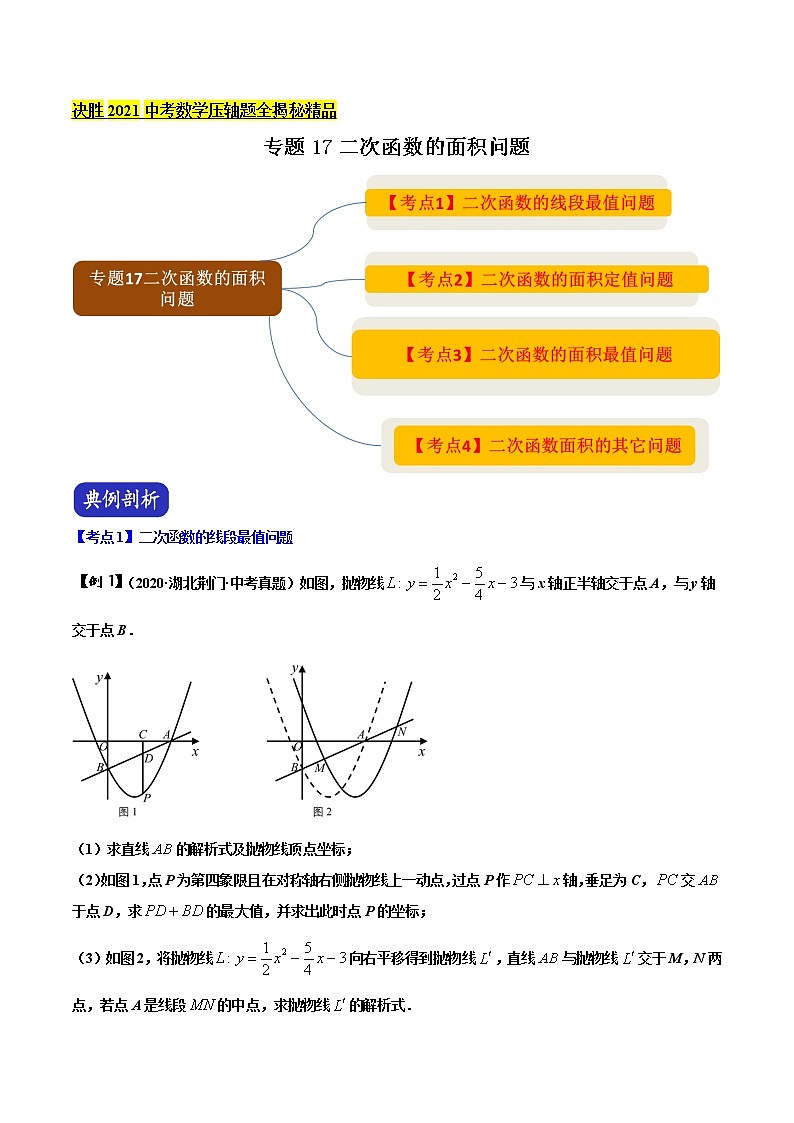 初中数学中考复习 专题17 二次函数的面积问题（原卷版）第1页
