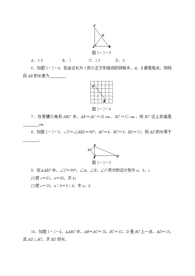 1.2 第1课时 勾股定理 湘教版数学八年级下册课时习题1(含答案)02