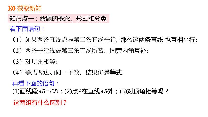 人教版七年级数学下册课件 5.3.2 命题、定理、证明第3页