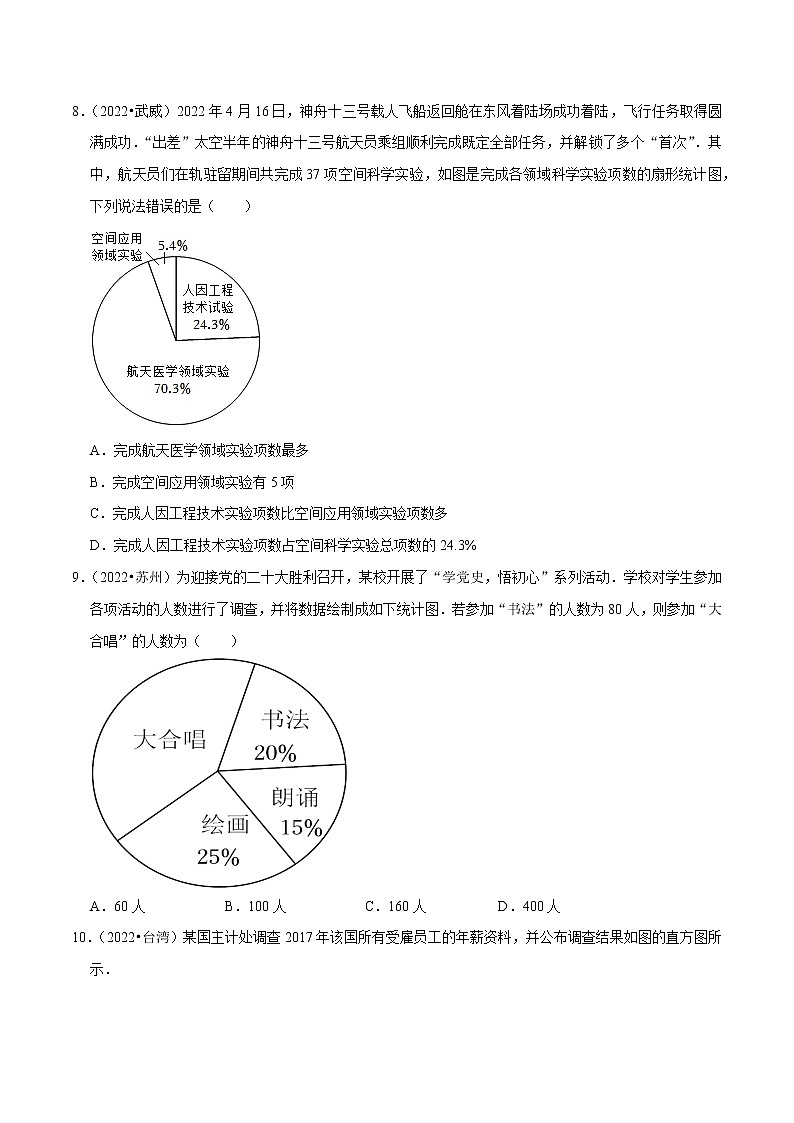 初中数学中考复习 专题26数据的收集整理与描述（共52题）-备战2023年中考数学必刷真题考点分类专练（全国通用）【原卷版】03