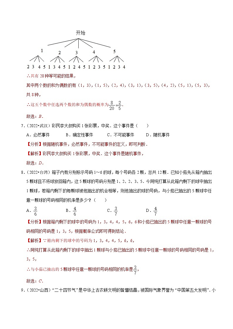 初中数学中考复习 专题28概率（共60题）-备战2023年中考数学必刷真题考点分类专练（全国通用）【解析版】第3页