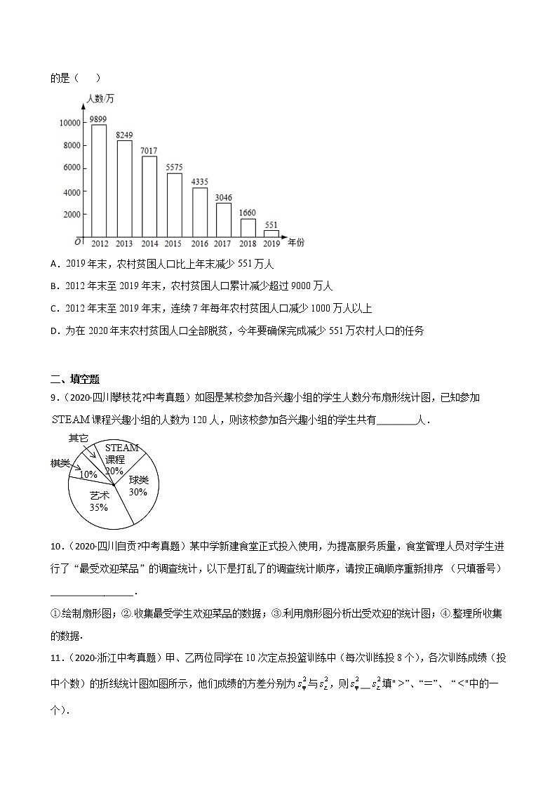 初中数学中考复习 专题62数据的收集与整理（2）-2020年全国中考数学真题分项汇编（第02期，全国通用）（原卷版）第3页
