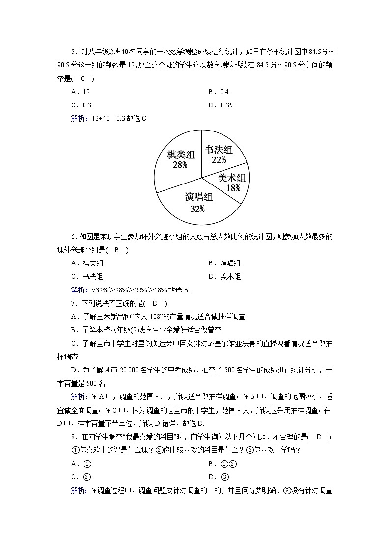 第18章 数据的收集与整理 冀教版八年级数下册评估测试卷(含答案)02