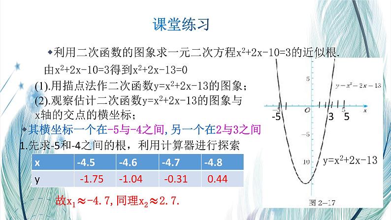 北师大版数学九年级下册 第二章 2.5 二次函数与一元二次方程 第二课时 课件07