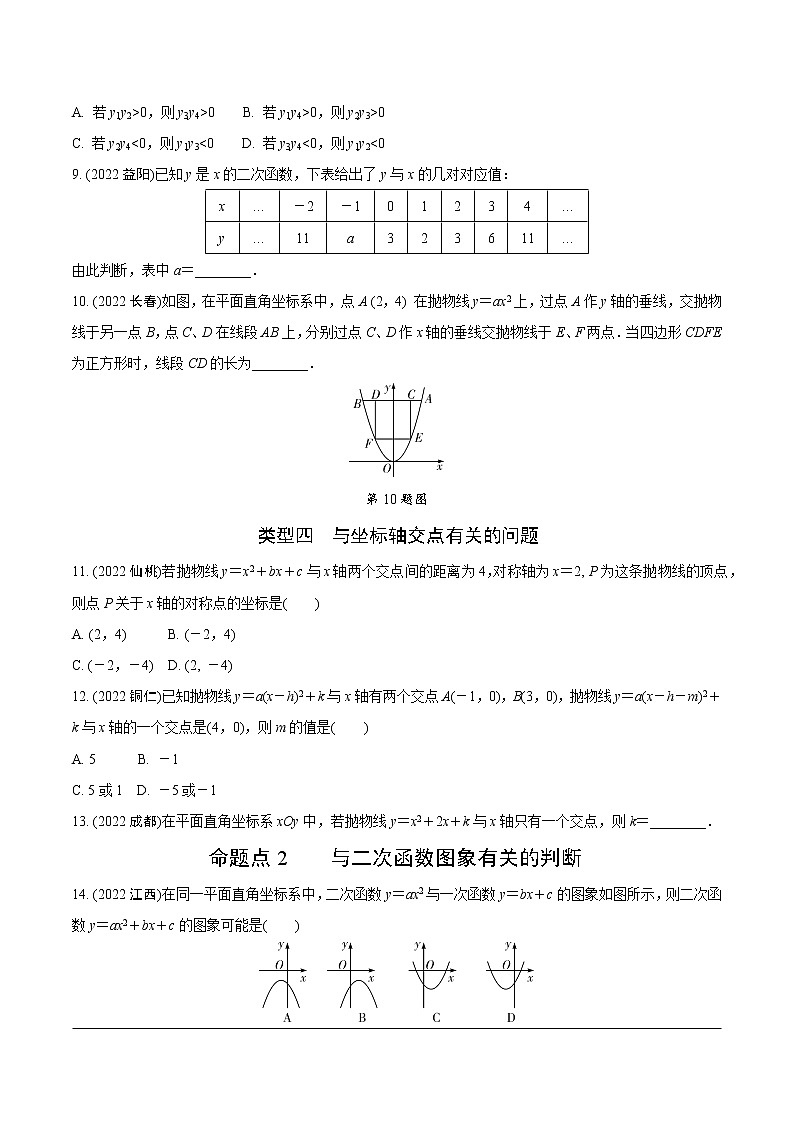 2023年中考数学第一轮基础知识专题练习 专题九  二次函数的图象与性质（无答案）第2页