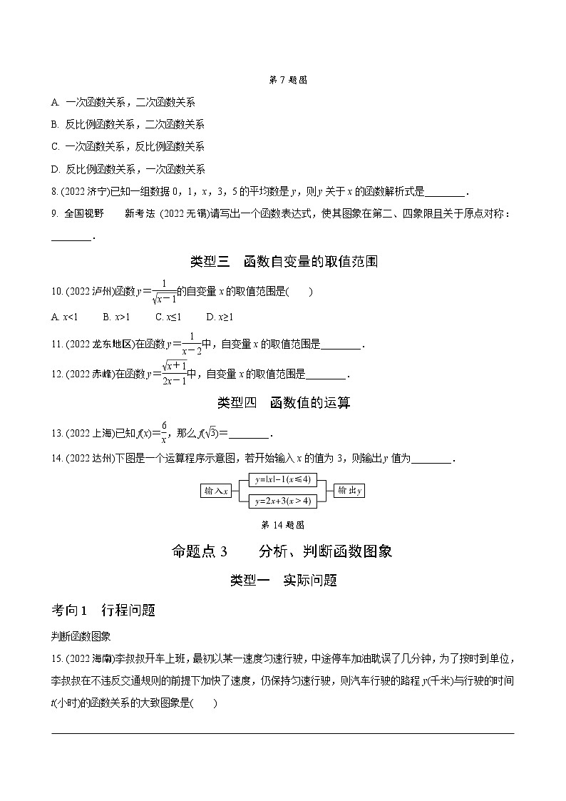 2023年中考数学第一轮基础知识专题练习 专题六 平面直角坐标系及函数（无答案）第3页