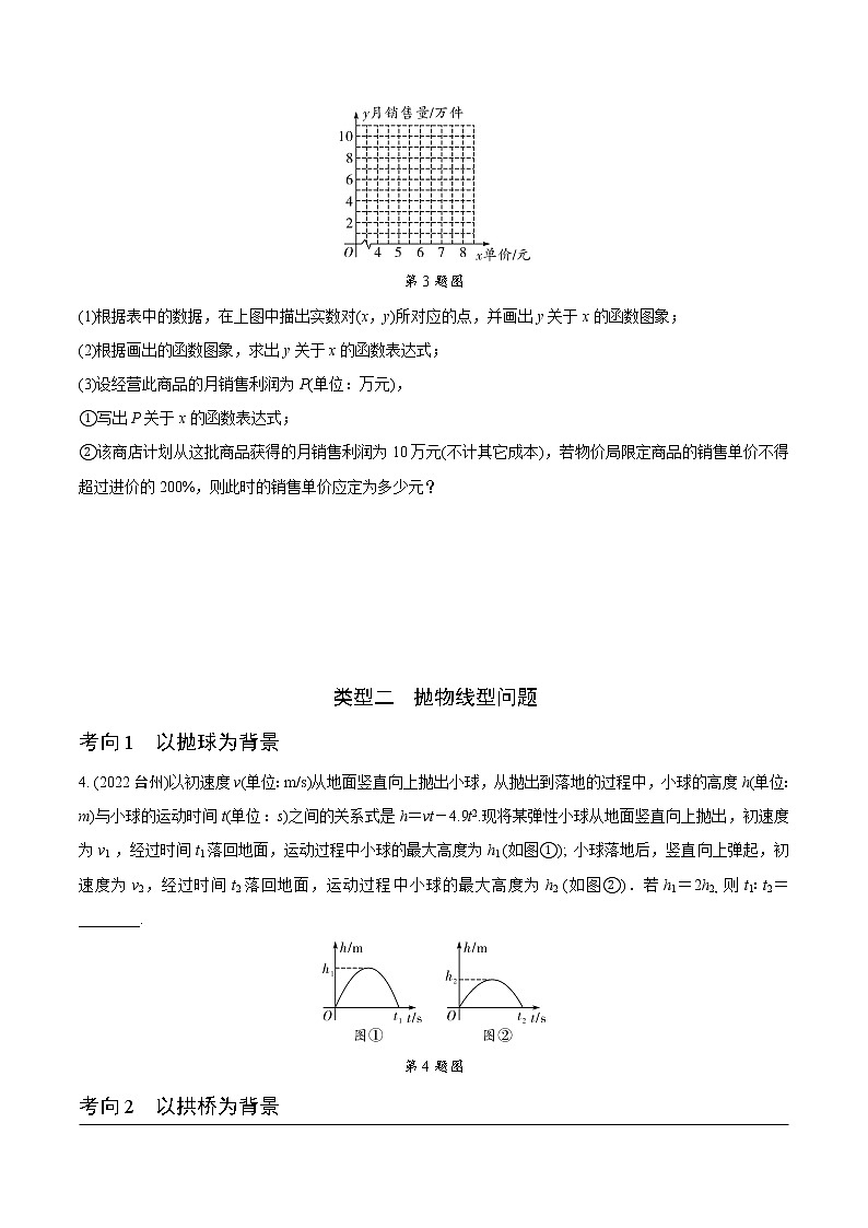 2023年中考数学第一轮基础知识专题练习 专题十  二次函数的实际应用（无答案）第2页