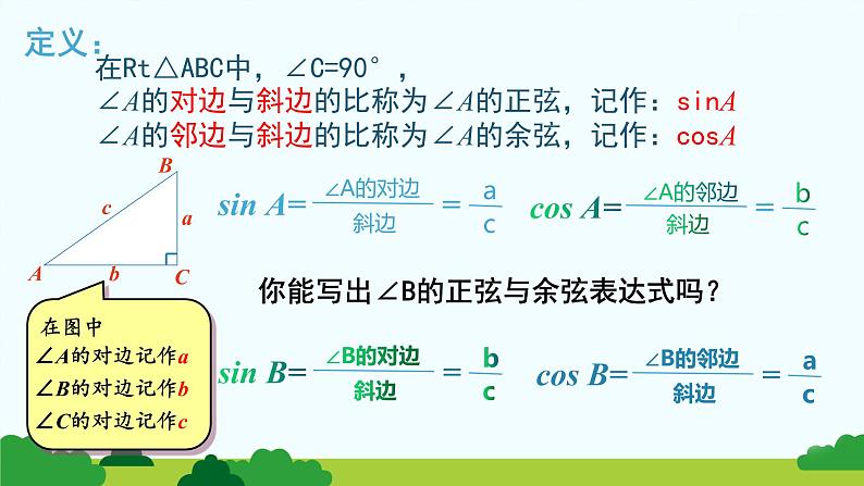 北师大版数学九年级下册1.1 锐角三角函数 第2课时 正弦和余弦 课件06