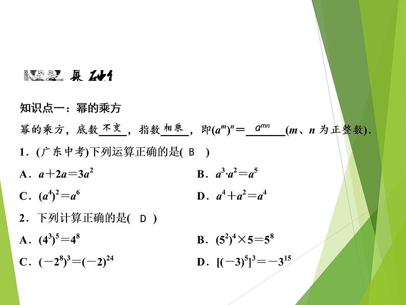 北师大版七年级数学下册1.2   幂的乘方与积的乘方(PPT课件+教案+习题课件)04