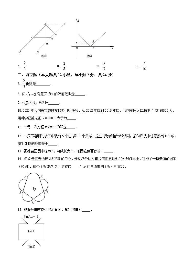 2020年江苏省镇江市中考数学试题（空白卷）02