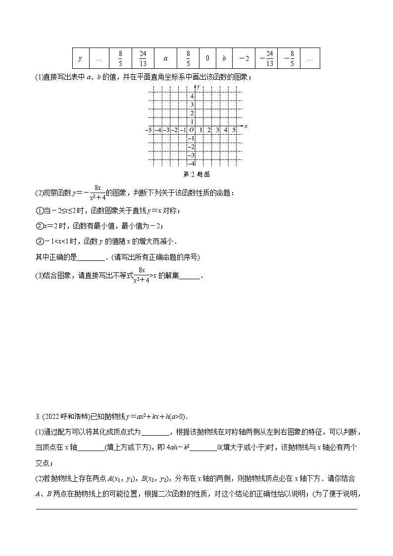 2023年中考数学第一轮重难点题型练习 题型五  函数图象与性质探究题（无答案）02