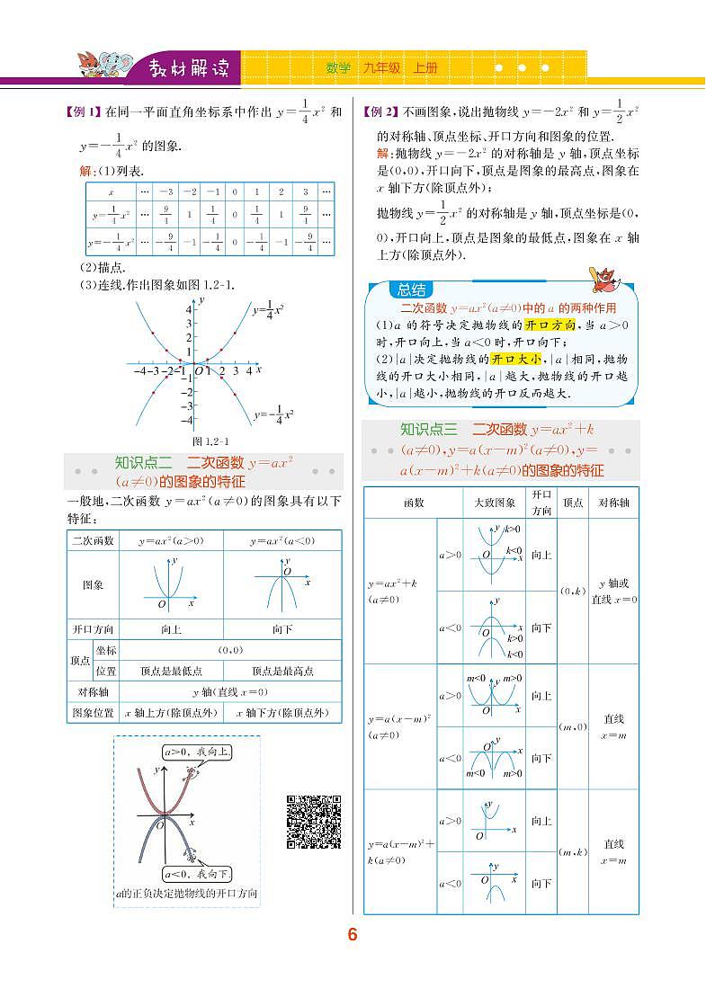 【教材解读】浙教版数学九年级上册 第1章 二次函数 1.2 二次函数的图像 试卷02