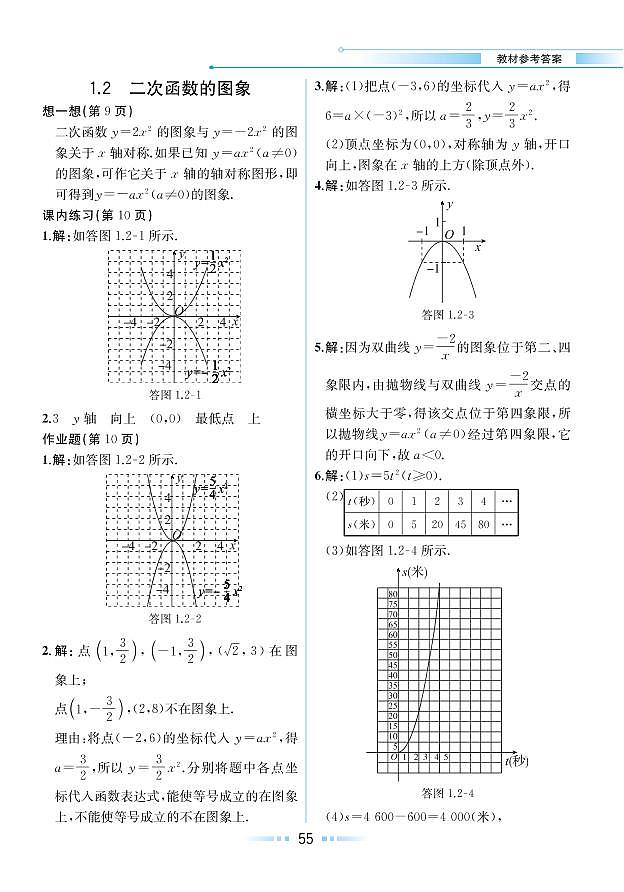 【教材解读】浙教版数学九年级上册 第1章 二次函数 1.2 二次函数的图像 试卷01