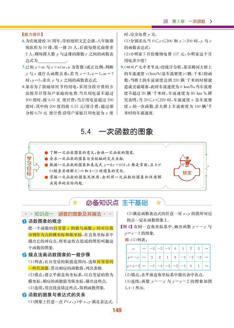 【教材解读】浙教版数学八年级上册 第5章 一次函数 5.4 一次函数的图像 试卷01